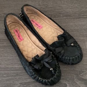 Betsy Johnson Black Martinaa Pony Hair Flats